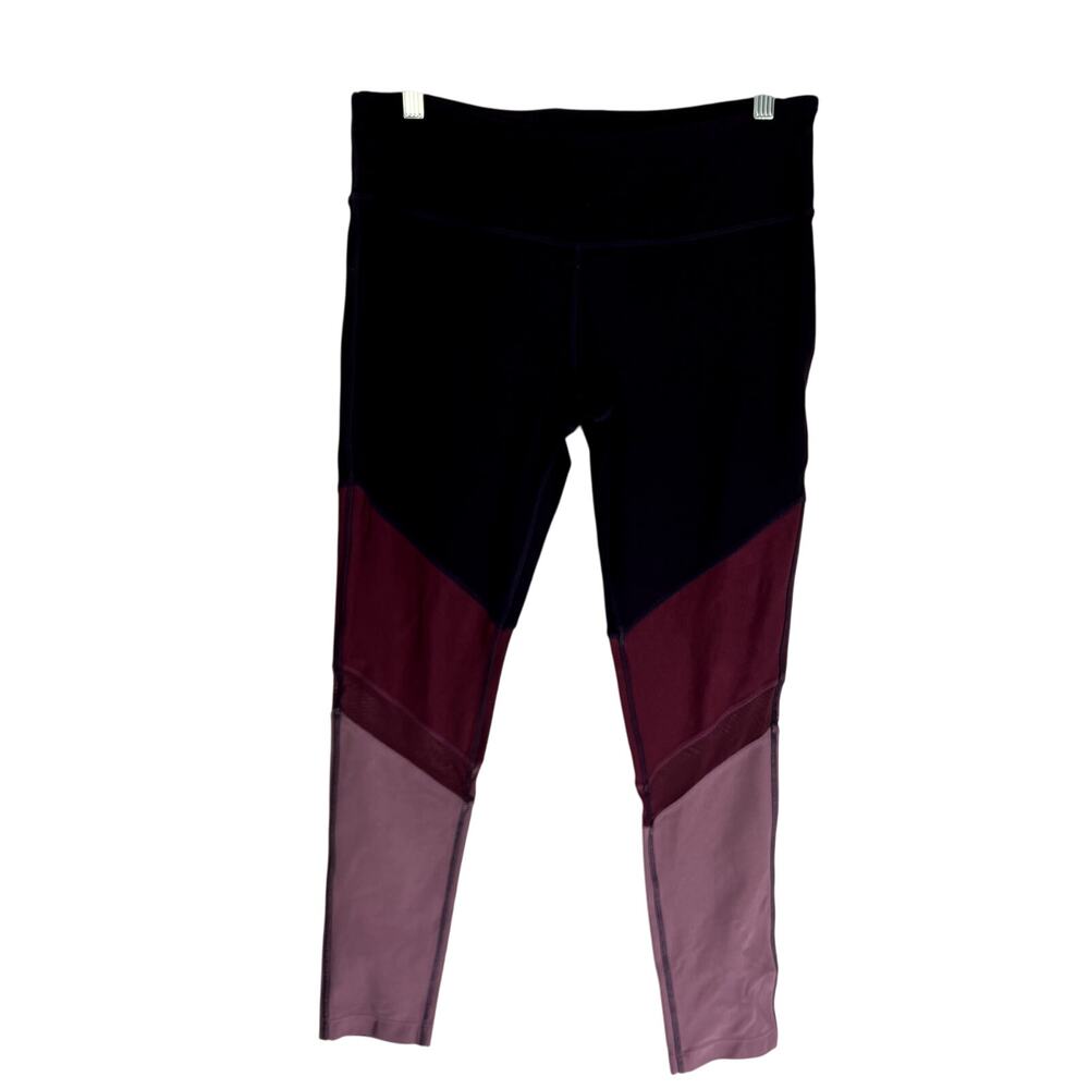 Mondetta Burgunday Pink Compression Semi Sheer Color Blocking Leggings Pants Lge